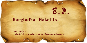 Berghofer Metella névjegykártya